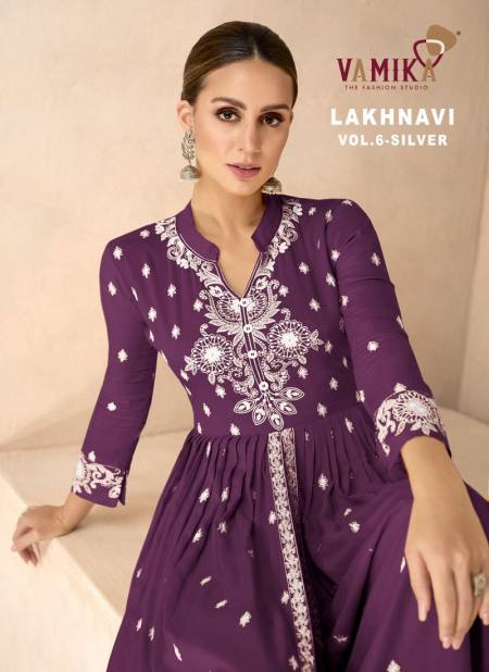 Lakhnavi Vol 6 Silver By Vamika Designer Heavy Readymade Suits Wholesale Shop In Surat Catalog